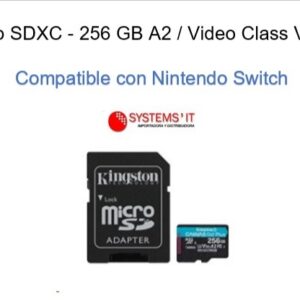 Memoria Micro SD 256 GB KINGSTON A2 V30 SDXC a SD Kingston