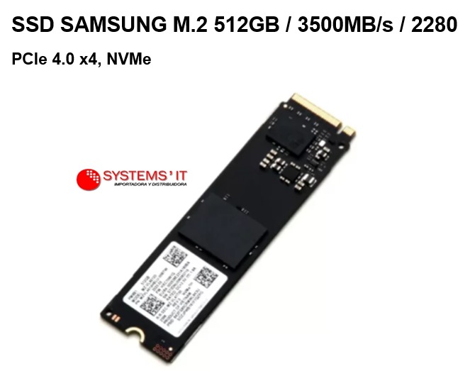 Disco Duro Sólido SSD M.2 NVME 512 GB 2280 GEN 4 X 4 SAMSUNG