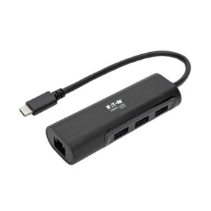 ADAPTADOR HUB USB 3.x (5 Gbps) Tripp Lite: 3 puertos USB-A y Gigabit Ethernet a puerto USB-C, color negro